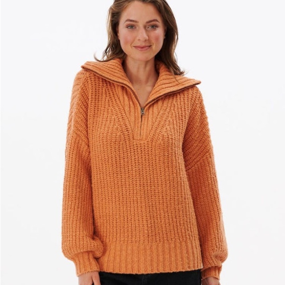 Rip Curl Womens Oversized Seeker 1/4 Zip Sweater / Clay - Small